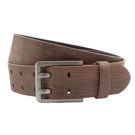 NK Belt GmbH Handmade Men's Leather Belt Made of Buffalo Leather with Double Pin Buckle, Made in Germany, Suit Jeans Belt 43 mm #DD-15, brown