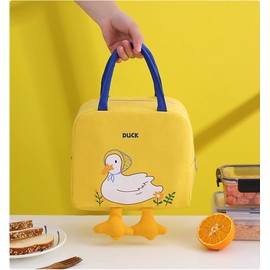 Yellow Cute Cartoon Duck Lunch Bags for Kids Reusable Insulated Lunch Box Female white collar nurse student office worker lunch tote bag