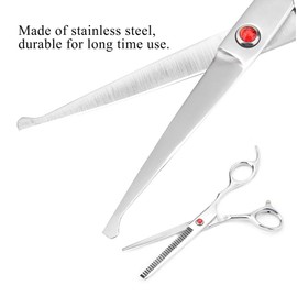 Professional Hair Cutting Thining Scissors Set Round Head Shears Baby Hairdressing Scissors Set for Baby Kids (Red)