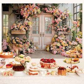 7x5ft Spring Flower Backdrop - Pink Princess Photo Studio Props for Bridal Showers, Birthdays, Anniversaries, and Wedding Decorations