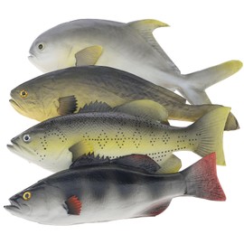 Meiwlong 4 Fake Fish Decoration Set Realistic Artificial Sea Pomfret Simulation Model Mixed Display Wedding Christmas Festival Game Party Dinner Table