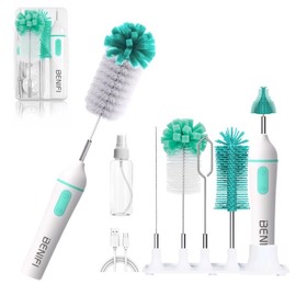 Electric Bottle Brushes Set, Baby Bottle Brush Cleaner, Portable Cleaning Brush Set, Silicon Bottle Brushes, Formula Mixer, Nipple Brush, Straw Brush, Soap Dispenser