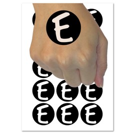 Letter E Uppercase Felt Marker Font Temporary Tattoo Water Resistant Fake Body Art Set Collection - 15 2" Tattoos (1 Sheet)