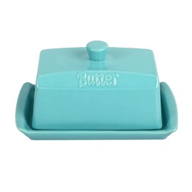 Blue Ceramic Butter Dish with Lid & Handle – Large Rectangular Porcelain Butter Keeper | Stylish Butter Container for Countertop or Fridge, Dishwasher Safe, Multi-Use Food Storage Holder