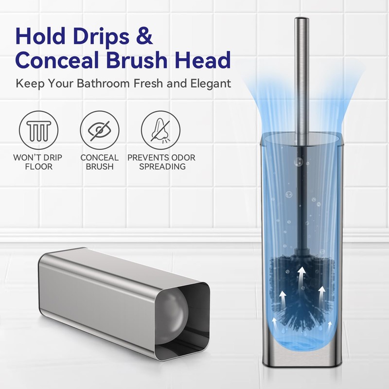 DOWRY Stainless Steel Toilet Bowl Brush and Holder for Bathroom