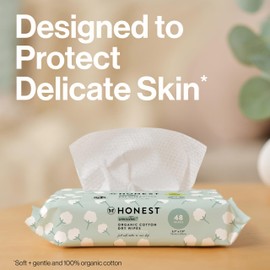 The Honest Company 100% Pure Organic Cotton Dry Wipes Multi-Use Disposable Facial Cloths and Baby Hypoallergenic Gentle on Skin 192 Count