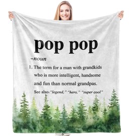HIWX Pop Pop Blanket, Pop Pop Gifts, Pop Pop Gifts from Grandkids, Gifts for Grandpa, Pop Pop Grandpa Christmas Father's Day Birthday Gifts, Grandpa Blanket, 50x60 Inches