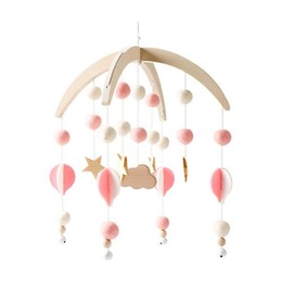 LICHENGTAI Mobile Baby Wind Chime Crib 3D Clouds Mobile Bed Bell Baby Bed Hanging Game with Felt Balls Nursery Hanging Bed Bell Gift for Baby Girls Boys
