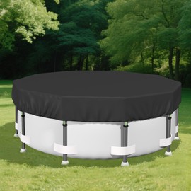 SAFANA 14FT Round Pool Covers for Above Ground Pools, Round Swimming Pool Cover [Upgrade 420D Thicker] Protective Leaf Cover with Reflective Strip, Tear Resistant Durability, UV Resistance, Black