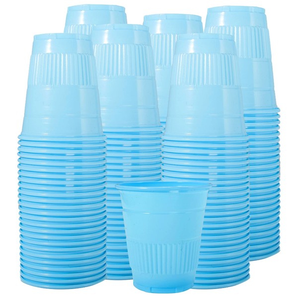 150 Pack 5 oz Plastic Disposable Recyclable Cups, Dental Cups, Party Cups, Mouth Rinse Cup, Bathroom Cups, Party Tumblers, Jello Shot Cups, Offices, School, Hospitals, Home and more (Sky Blue, 150)