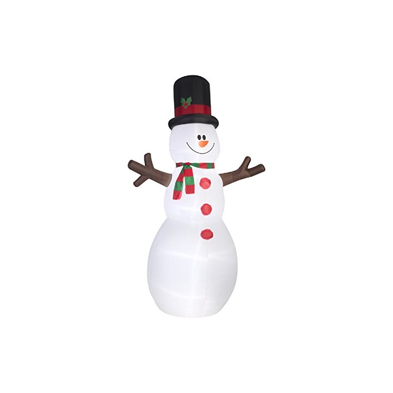 Giant Inflatable 12' Snowman With Stick Arms By Gemmy