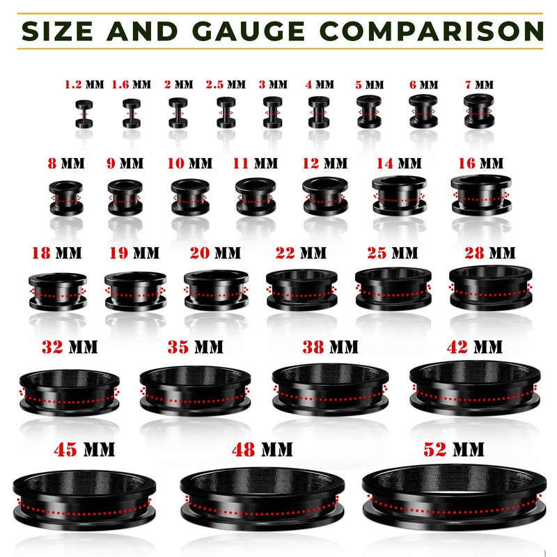 BIG GAUGES Pair of Stainless Steel 10g Gauge 2.5mm Black