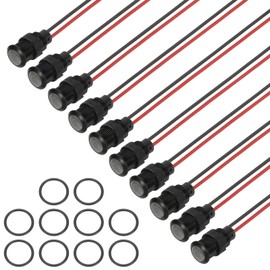 PATIKIL 12mm White Signal Indicator Lights, 10 Pack AC/DC 12-24V Panel Mount Waterproof Warning Lamps for Industrial Electrical Car Motorcycles Boats Directional Dash Light, Black