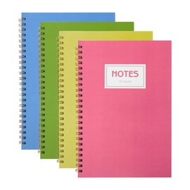 JinBai Spiral Notebooks, 4 packs of 70 pages colour lined notebooks, 8.4 x 7 inches thickened paper design, suitable for students, work, journalists, writing, business meetings.