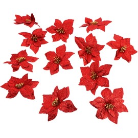12piezas Adornos Navideños Flor del Árbol De Navidad Accesorios para Fiestas Decoración Hogar y Fiesta