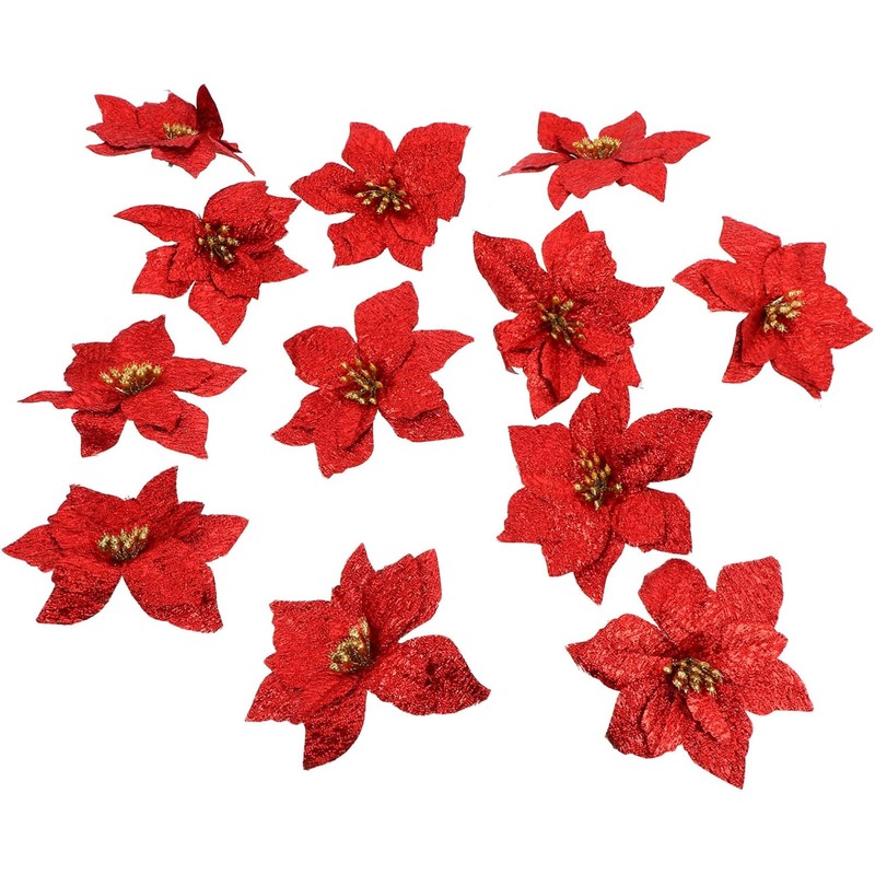 12piezas Adornos Navideños Flor del Árbol De Navidad Accesorios para