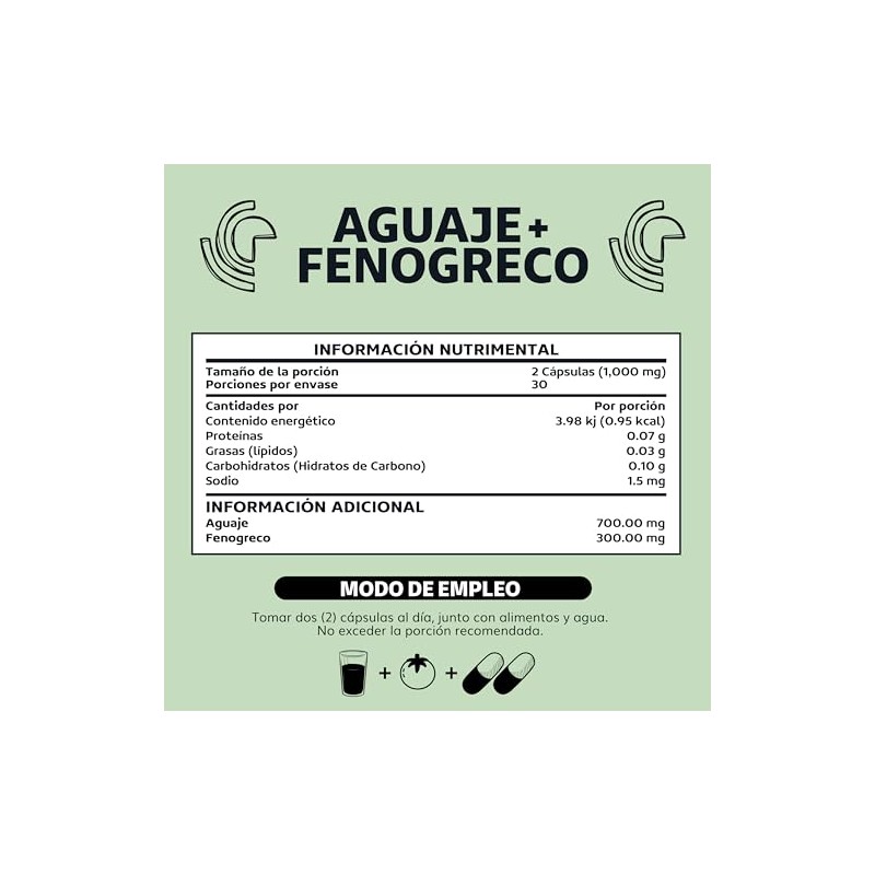 Beyond Vitamins | Aguaje + Fenogreco 1000mg Premium | Con