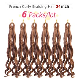 WIPPORYA French Curl Braiding Hair 24 Inch Soft Braiding Hair Pre Stretched Loose Wave Bouncy 100g/pack Yaki Hair for Black Women Hair Extensions for Braids(P33/30 24 Inch)