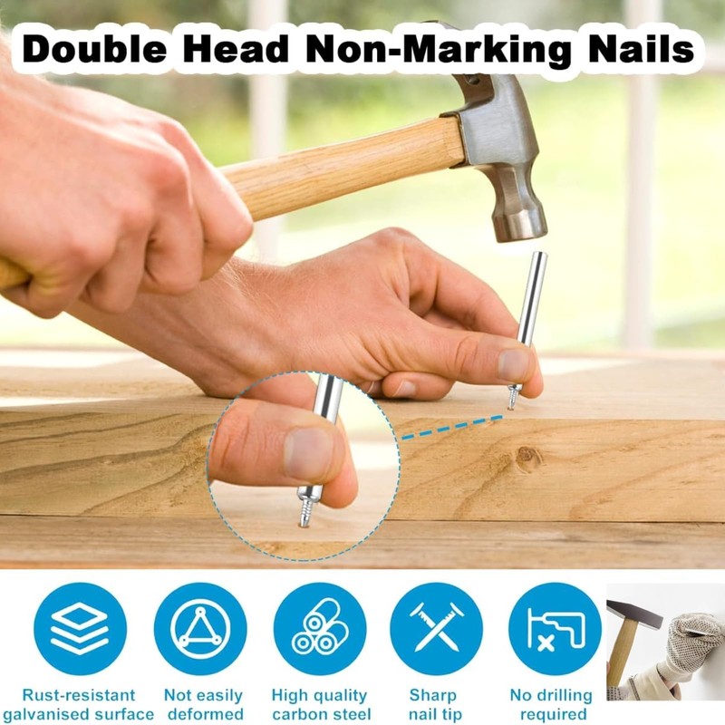 200Pcs Double-Head Skirting Thread Seamless Nail Rust-Proof Invisible Screws Solid