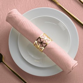 SPRICA Jacquard Napkins 48x48cm Set of 4 Pieces Decorative Washable Reusable Napkin, Powder Pink