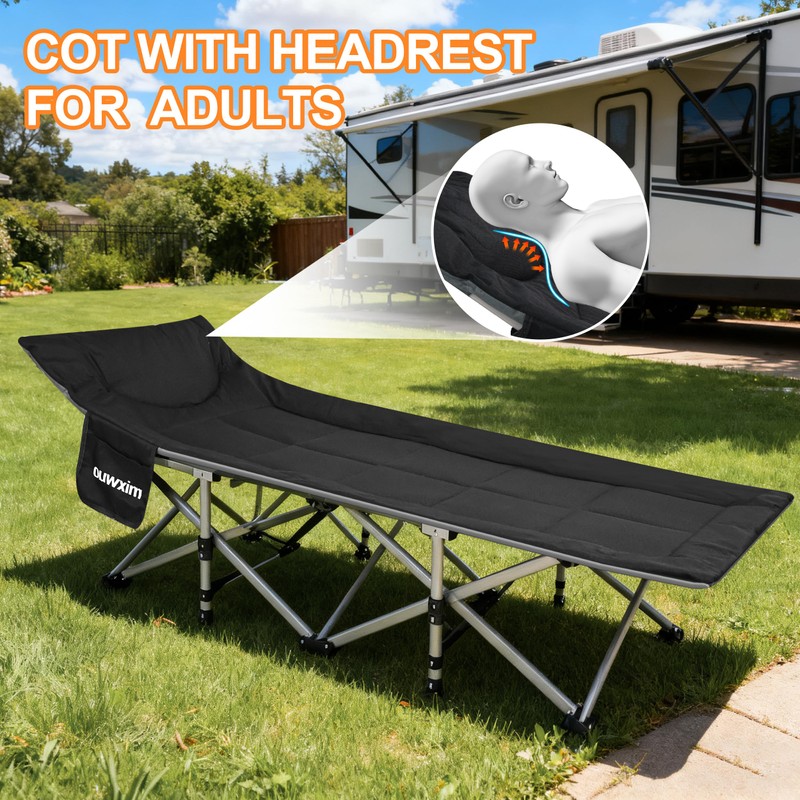 Ouwxim Camping cots for Adults,Cots for Sleeping,Cushion and Pillow, Camping