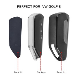 3-button key cover, key cover Golf 8, car key case fits VW Golf 8 key case, key cover protection key housing 2 kit, black