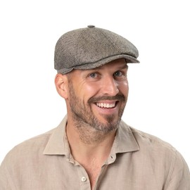 Stetson Milner Silk Flat Cap Peaked Cap Silk Cap Flat Cap Summer Cap Women / Men - Made in the EU with Peak, Lining Spring Summer Autumn Winter, beige / black