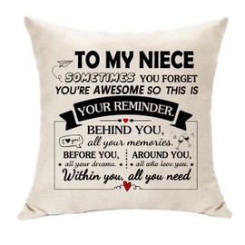 To My Niece Gifts Sometime You Forget You Are Awesome Niece Cushuion Cover Throw Pillow Cover Niece Decoration Inspirational Gifts for Her Niece Christmas Birthday Gifts (Niece)