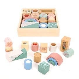 OmaOmaOma Blocks Wooden Activity - Wooden Baby Blocks, Educational Shapes, Stacking Blocks Ideal for Gifts for Toddlers and Kids Ages 1+ Year Old