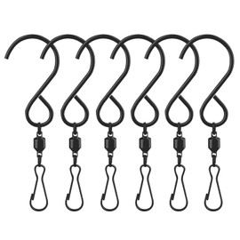 Alamic Swivel Hooks Clips for Wind Chimes Hanging Plants Wind Spinners Crystal Twisters Pots Birdcage Party Ornaments Hooks 6 Pack - Black…