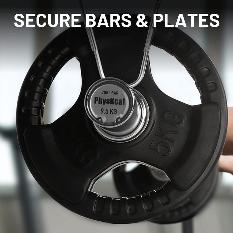 PhysKcal Spring Barbell Collars 50mm (Pair) Silver Chrome Clips Clamps