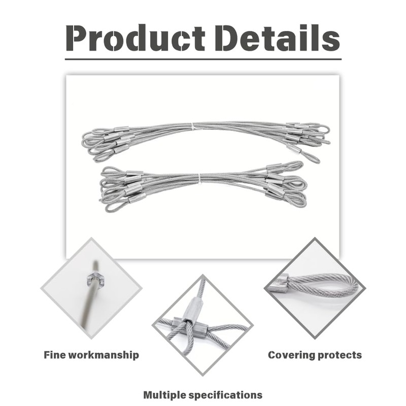 5 Pack Stainless Steel Cable Wire Loop with Nylon Coating,