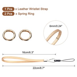 sourcing map Smooth Leather Wristlet Strap, Prevent Drop Wrist Lanyard Straps for Clutch Cellphone Keychain Wallet Purse (Gold Tone)