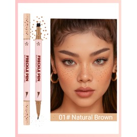 Erinde 2-In-1 Dual-Ended Freckle Pen & Freckle Stamp, Waterproof Freckles Makeup Kit with Precise Curved Tip for Natural, Lifelike Faux Freckles, Long-Lasting Quick Dry Smudge-Proof Fake Freck Pen, 01