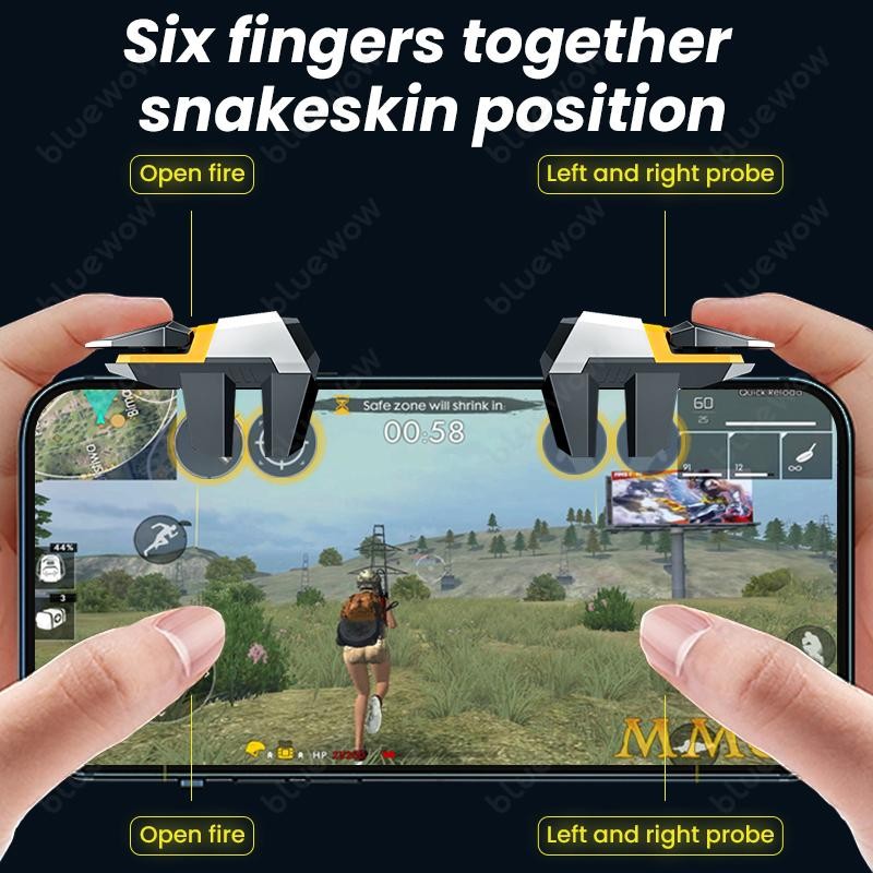 BlueWow 4-Finger Game Assist Trigger | Mobile Gaming Controller for