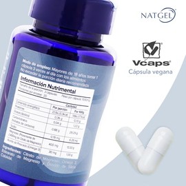 MAGNESIO CITRATO | NatGel Citrato de Magnesio con Omega 3 | Cápsulas Veganas Vcaps® de 1 g | Alta Absorción – Apoyo Muscular, Nervioso y Cardiovascula