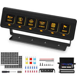 SS VISION 6 Gang Wireless Switch Panel, 12V 80A Auxiliary Car Swtich Panel, Universal Circuit Control Relay System Box with 4 Light Modes Memory Function for Car Truck UTV ATV Boat RV Off-Road