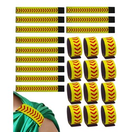 Softball Sleeve Holders 24 Pcs, sleeve ties 7.55" Adjustable Neoprene Sleeve Straps Yellow Red Stitching for Youth Adult Fastpitch Baseball Basketball Volleyball Sports