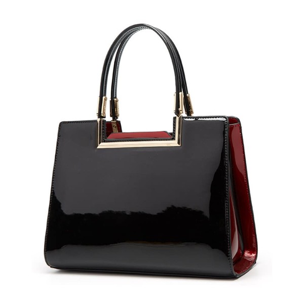 Rullar Women Top Handle Purse Satchel Patent PU Leather Handbag