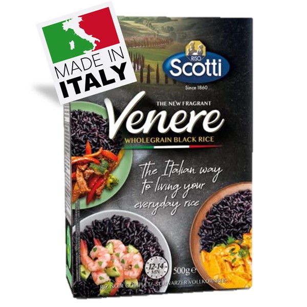 Arroz negro, calidad premium, producto de Italia, venere, todo natural, grano antiguo, 1 libra, Riso Scotti