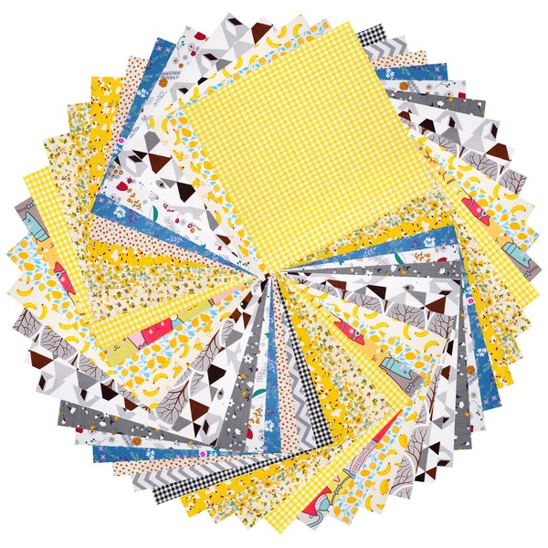70Pcs Floral Print Cotton Fabric Squares Bundles, 9.8"x 9.8" Fabric