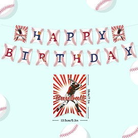 Baseball-Banner "Happy Birthday", Sport-Thema, hängende Wimpelkette, Girlande, Flagge, Foto-Hintergrund, Party-Banner, Dekoration für Kinder, Jungen, Baseball-Thema, Geburtstagsparty-Zubehör