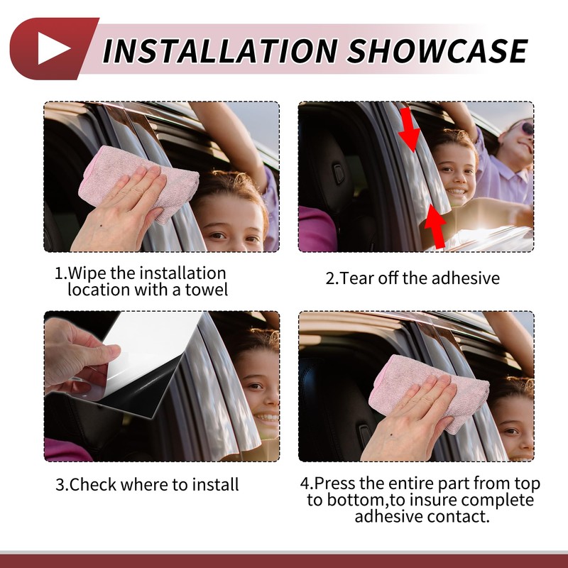 HEROFFIX 9 Pcs Door Pillar Window Trim for Lincoln MKT