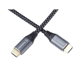PremiumCord 8K Ultra High Speed HDMI 2.1 Cable M/M 48Gbps with Ethernet, Video Resolution 8K @ 60Hz, Deep Colour, 3D, EDID, ARC, HDR, 3X Shielded, Textile Cable Braid, Gold-Plated, Length 1 m