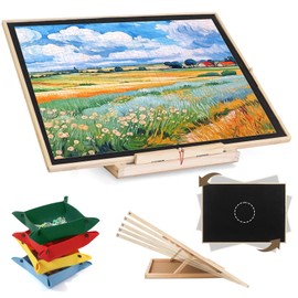 Wdmiya Rotating Puzzle Board 1500 Pieces - Vertical & Horizontal Adjustable, 25"x34" Puzzle Table | Tilt & Spinning Jigsaw Board with Dust Cover, Lazy Susan with 4 Felt Drawer, Birthday Gift for Mom