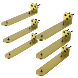 Neevolve Floating Shelf Bracket, 8 Inch 6PACK Gold Heavy Duty Shelf Bracket,Hidden Shelf Brackets 1/5 in Thick,L Brackets Support for Shelves,Suitable for Kitchen,Study Or DIY,Holds Over 160lb+
