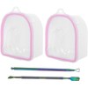 Cuenco de Manicura Rosa de Doble Capa para Remojo y Cuidado 1 Juego, Plástico y Acero Inoxidable, para Nail Art y Pulido, Herramienta de Manicura