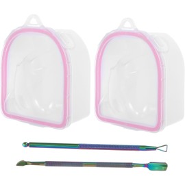 Cuenco de Manicura Rosa de Doble Capa para Remojo y Cuidado 1 Juego, Plástico y Acero Inoxidable, para Nail Art y Pulido, Herramienta de Manicura