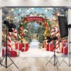 Rieetmk Christmas Backdrop - Winter Snow Scene with Candy Canes