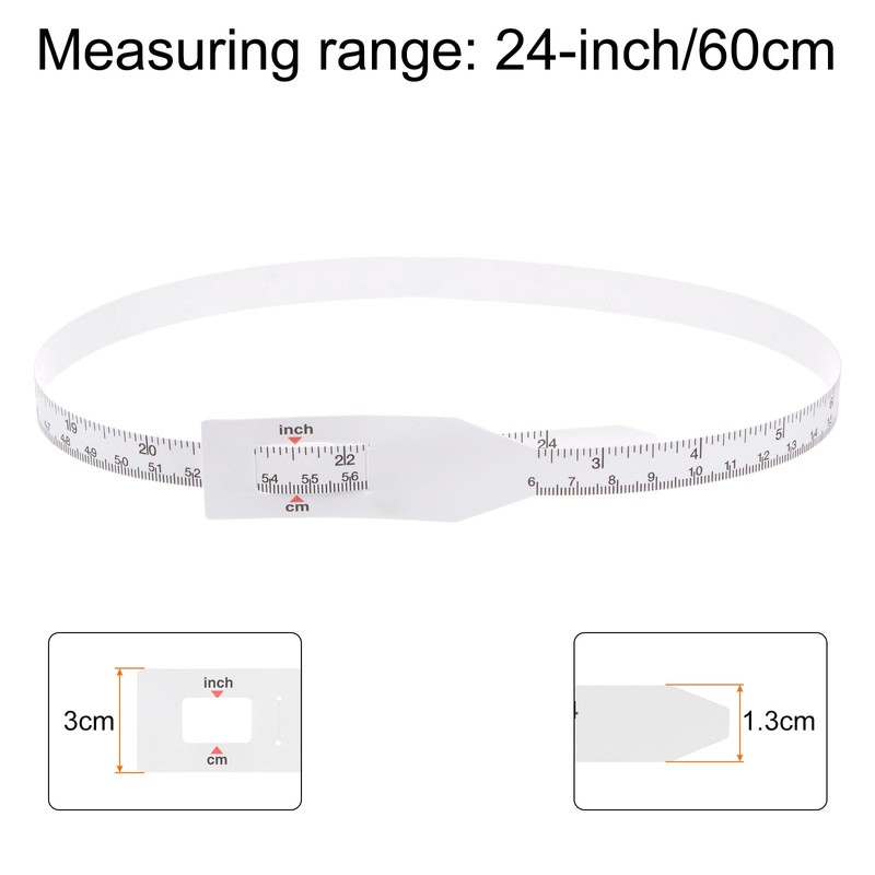 sourcing map 2Pcs Head Circumference Tape 24"(60cm) Plastic Measuring Rule
